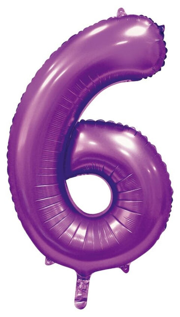 Ballon numéro violet 6 ans brillant 86cm