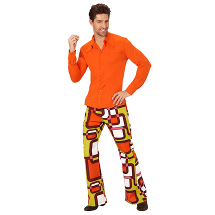 Chemisier Disco 70S Hommes Orange