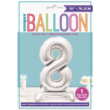 Ballon de baudruche Figure 8 Argent Standard 76cm