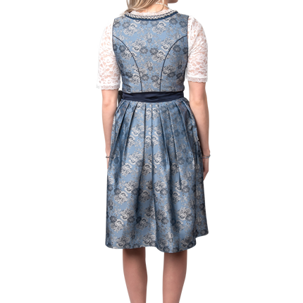 Blue Silver Dirndl Dress Oktoberfest Ladies 2 Piece