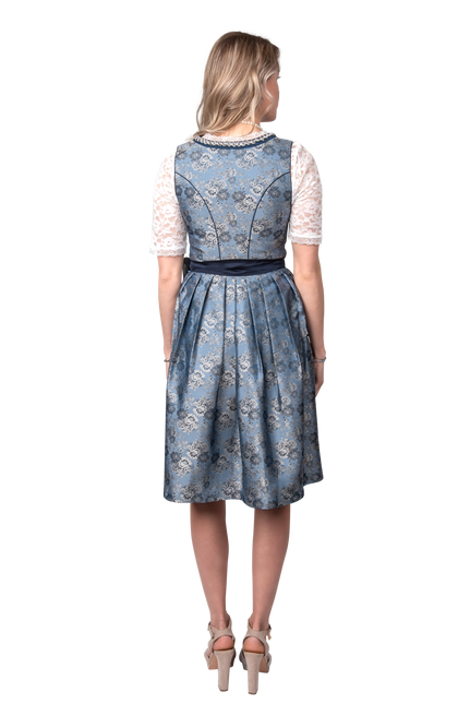 Blue Silver Dirndl Dress Oktoberfest Ladies 2 Piece