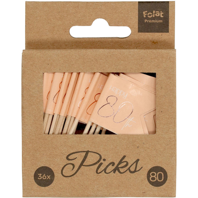 Prickers 80 Years Rose Gold 6.5cm 36pcs