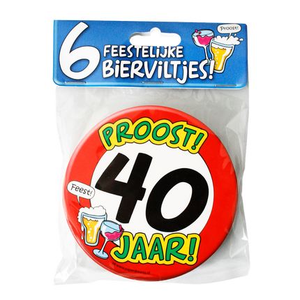 Tapis à bière 40 ans 12.5cm 6pcs