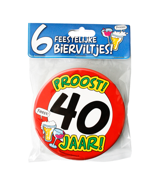 Tapis à bière 40 ans 12.5cm 6pcs