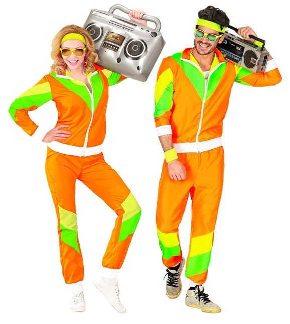 Neon 80S Tracksuit Faulty Green Orange