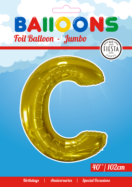 Ballon de baudruche Lettre C Or XL 102cm vide