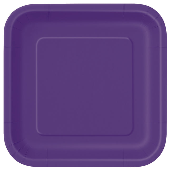 Assiettes violettes carrées 23cm 14pcs
