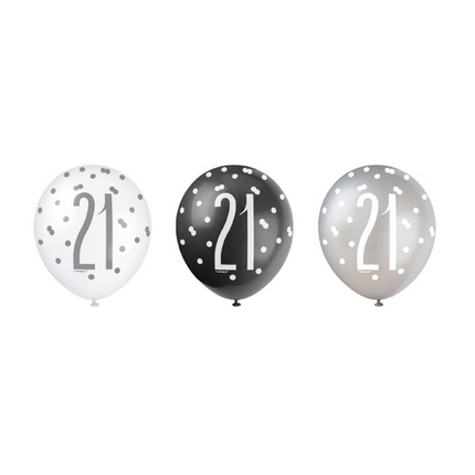 Ballons 21 Years Dots Black 30cm 6pcs