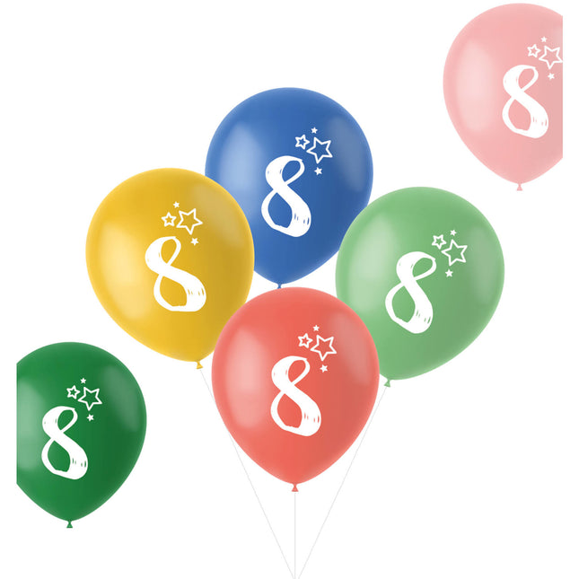 Ballons 8 ans colorés 33cm 6pcs