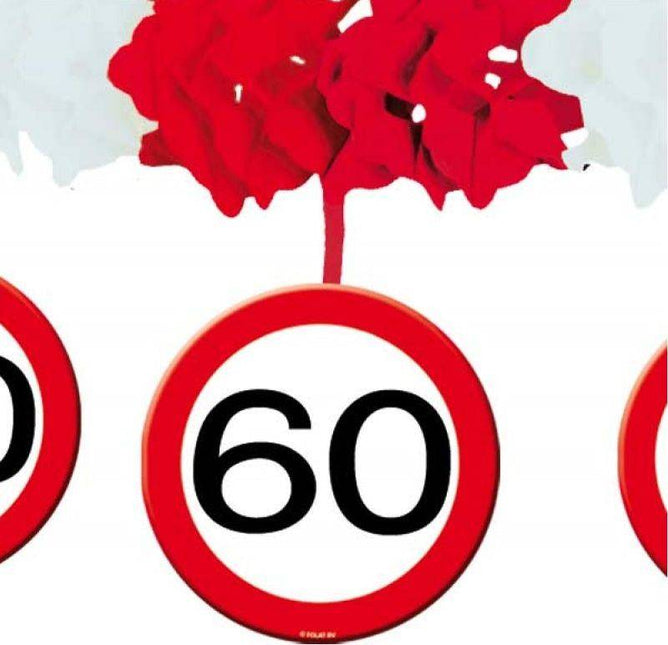 Guirlande avec pendentif 60 Years Traffic Sign 4m