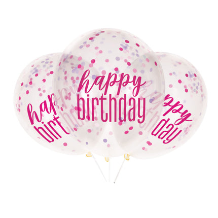 Ballons d'anniversaire Happy Birthday Confetti 30cm 6pcs