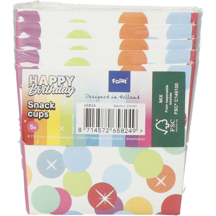 Boîte à bonbons Happy Birthday Confetti arc-en-ciel 5pcs