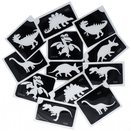 Pochoir de tatouage noir Dino 12pcs