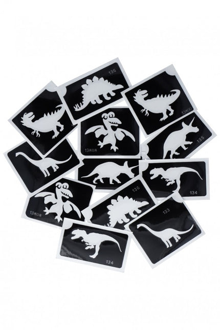 Pochoir de tatouage noir Dino 12pcs