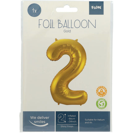 Ballon de baudruche Figure 2 Or Métallique XL 86cm vide