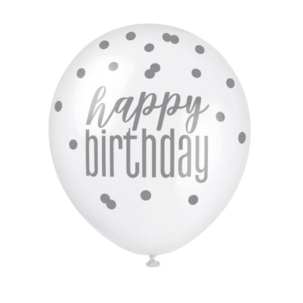 Ballons d'anniversaire Happy Birthday Dots 30cm 6pcs