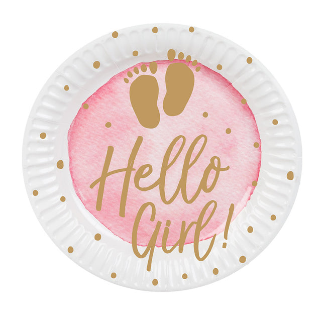 Assiettes Hello Girl en papier 23cm 10pcs