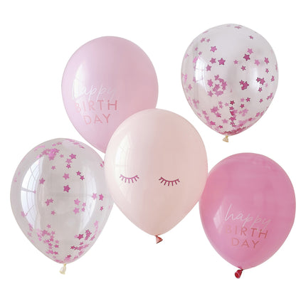 Ballons d'anniversaire rose 5pcs