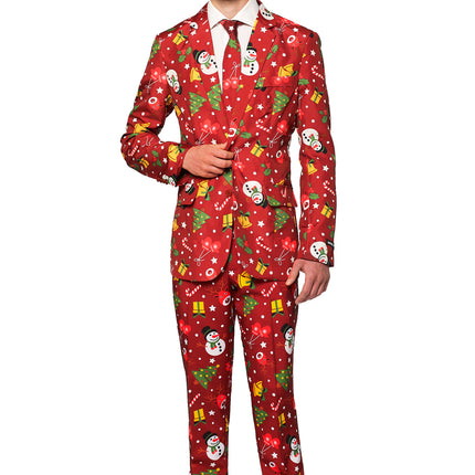 Costume rouge de Noël avec des lumières