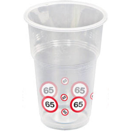 Gobelets 65 ans Panneau de signalisation en plastique 350ml 8pcs