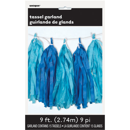 Guirlande de pompons bleu 2.7m