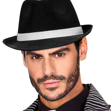 Chapeau noir avec bandeau blanc