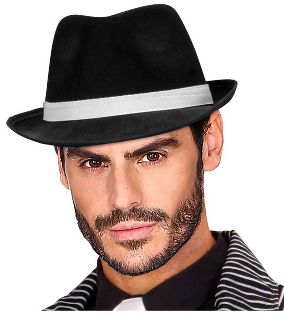 Chapeau noir avec bandeau blanc