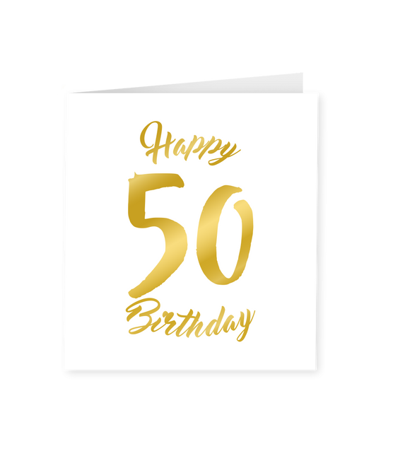 Carte 50 ans Or Blanc 15cm