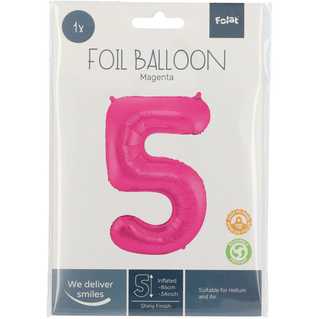 Ballon de baudruche Figure 5 Fuchsia Métallique XL 86cm vide