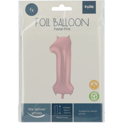 Ballon de baudruche Figure 1 rose pastel XL 86cm vide