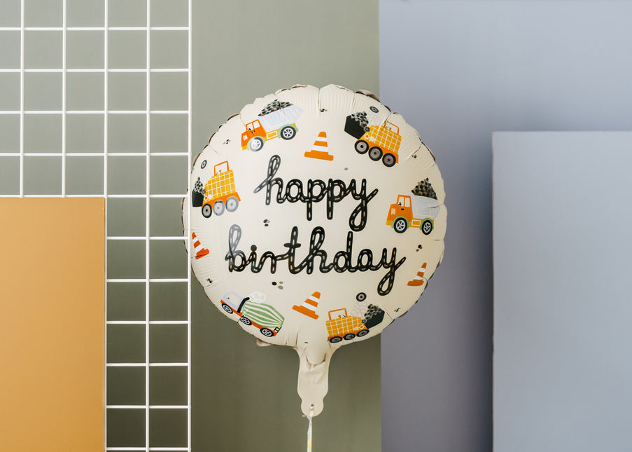 Bon anniversaire Ballon à l'hélium Véhicules de construction Vide 45cm