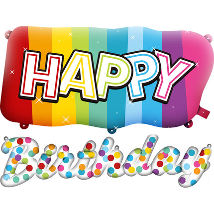 Set de ballons de baudruche Happy Birthday Arc-en-ciel Confetti 2pcs