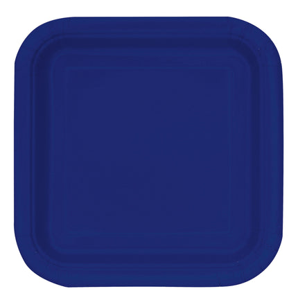 Assiettes bleues carrées 18cm 16pcs