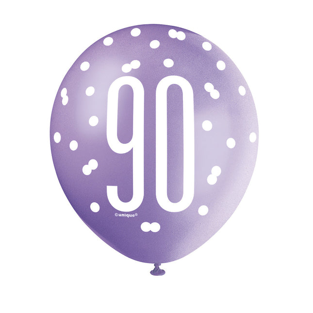 Ballons 90 Years Dots 30cm 6pcs