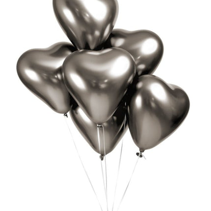 Ballons en forme de coeur gris 30cm 6pcs