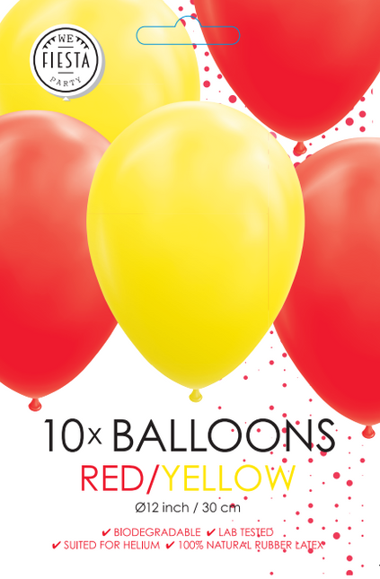 Ballons rouges jaunes 30cm 10pcs