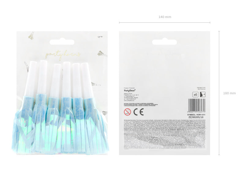 Cornes de fête Bleu 6pcs