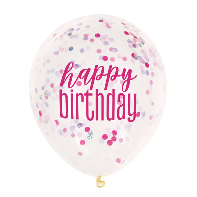 Ballons d'anniversaire Happy Birthday Confetti 30cm 6pcs