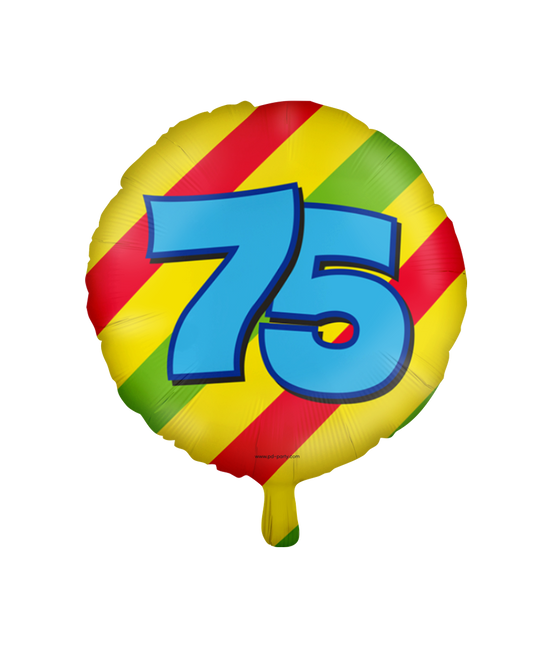 Ballon à l'hélium 75 ans coloré vide 46cm