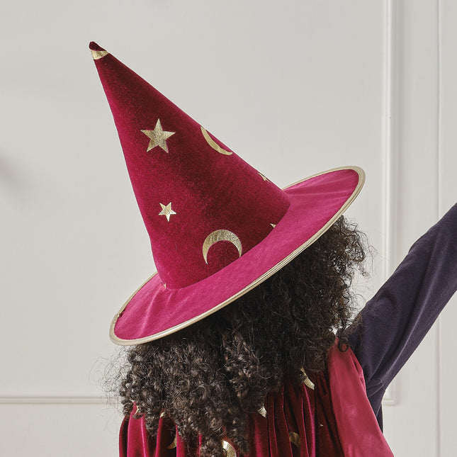 Chapeau de sorcière Halloween Rouge Bordeaux Enfant