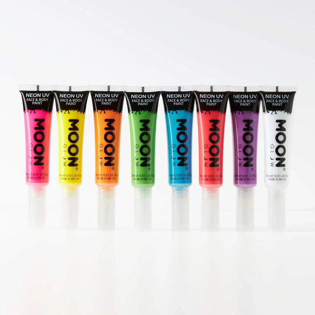 Moon Glow Neon UV Face Paint avec applicateur Rouge intense 15ml