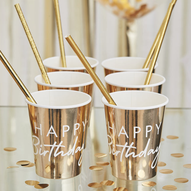 Tasses Happy Birthday 260ml 8pcs