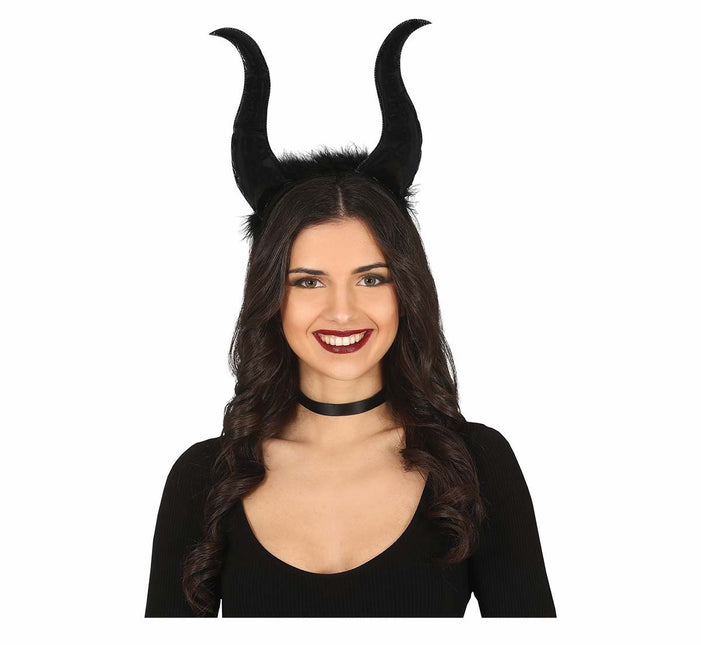 Bandeau d'Halloween noir Cornes de diable