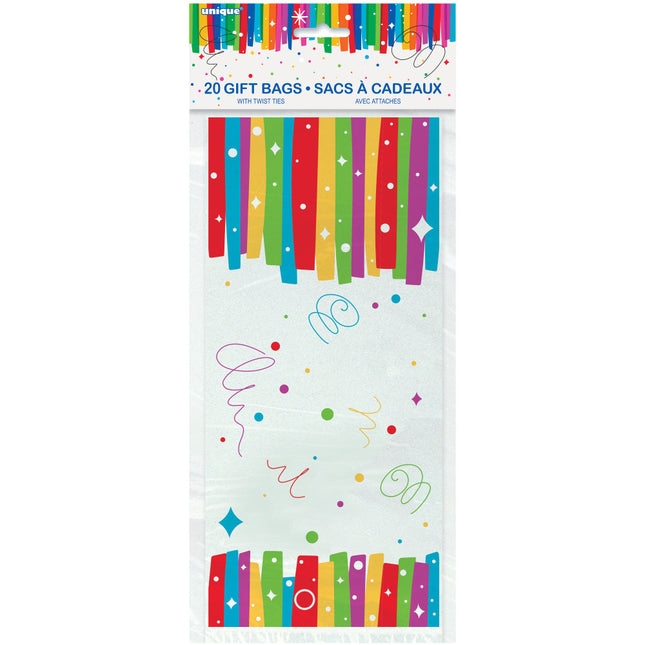 Sacs de fête Cellophane arc-en-ciel 20pcs