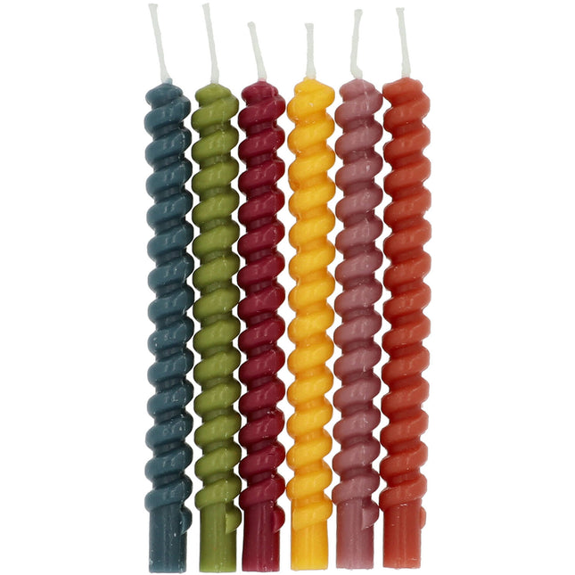 Bougies colorées torsadées 6pcs