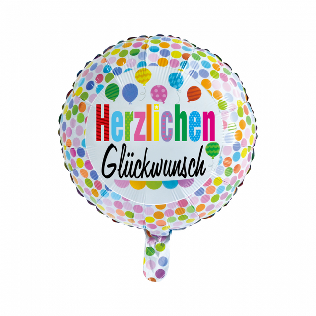 Ballon à l'hélium Herzlichen Gl√ºckwunsch Confetti 45cm vide