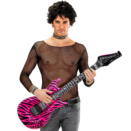 Fausse guitare zébrée rose gonflable 1.05m