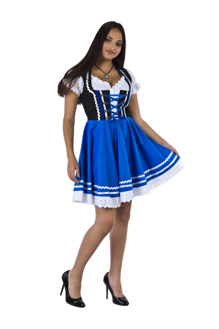 Robe Dirndl Oktoberfest Bleu Blanc Dames 2 Pièces