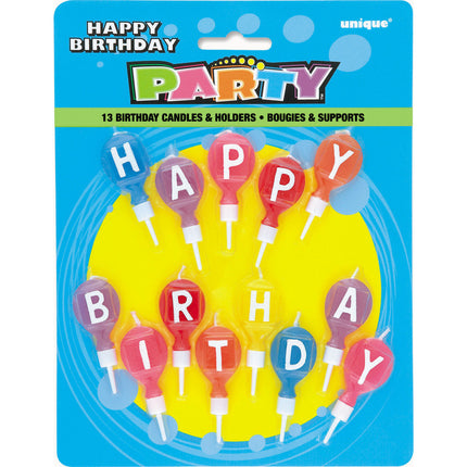 Set de bougies Bon anniversaire Ballons 5.1cm 13 pièces