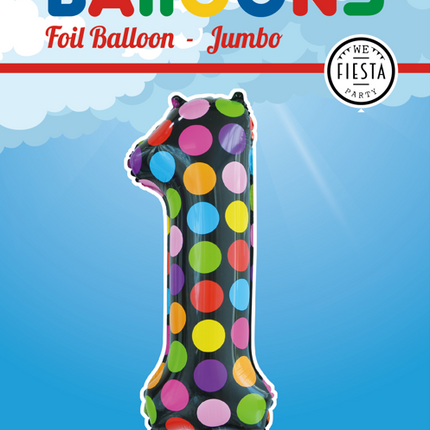 Ballon de baudruche Number 1 Dots XL 86cm vide